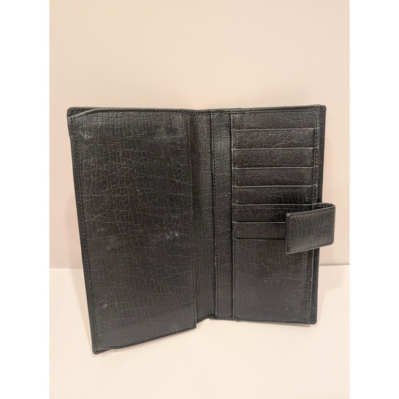 GUCCI Black Leather Continental Wallet‎ Womens Checkbook Credit Card Authentic - Picture 5 of 11